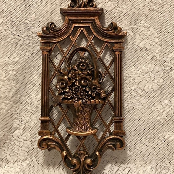 Fruit/Flowers/ Cornucopia WALL ART SET OF 4 COPPER/GOLD tone Resin/plastic 1971 - Picture 2 of 8